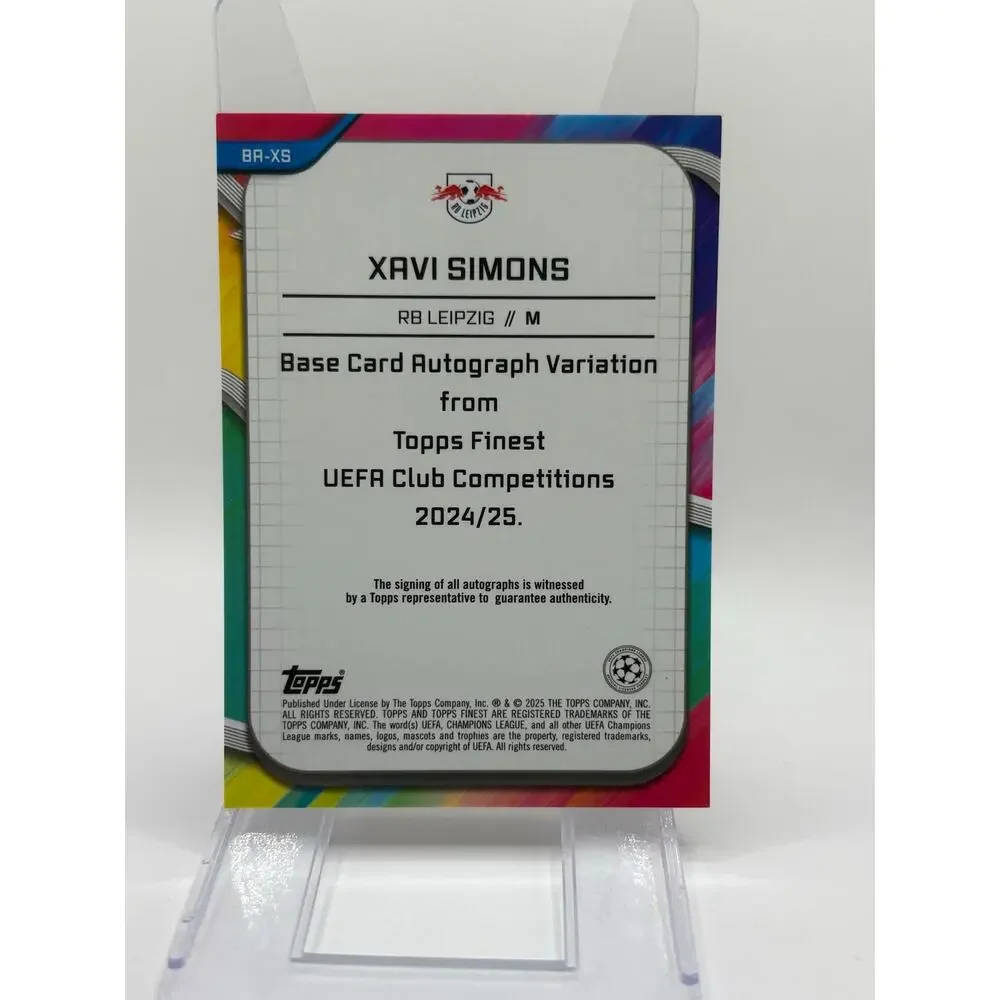 2024-25 Topps Finest UEFA Xavi Simons Gold Refractor Auto 38/50 SP Leipzig